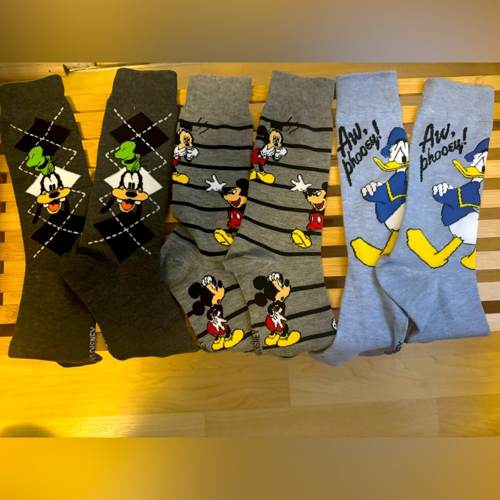 Disney Mickey Mouse, Donald & Goofy Socks! 3 pairs!